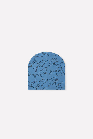 Шапка  для мальчика  К 8102/дымчато-синий,акулы к1285
