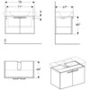 Шкафчик для раковины Geberit Renova Compact, двухдверный: B=78см, H=46.3см, T=47.8см, матовый белый / меламиновое покрытие, ультраглянцевые белые / пленочное покрытие