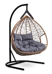 Подвесное кресло-кокон FISHT горячий шоколад, серая подушка (Laura Outdoor)