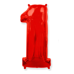 Фольгированная цифра 1, красный
