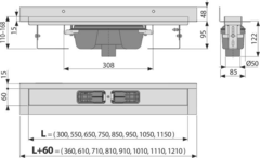 APZ1016 WALL-1050 Водоотводящий желоб с порогами для цельной решетки, вертикальный сток