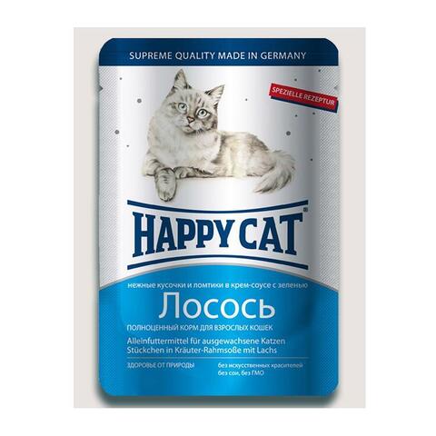 Happy Cat пауч для кошек лосось ломтики в соусе 100г