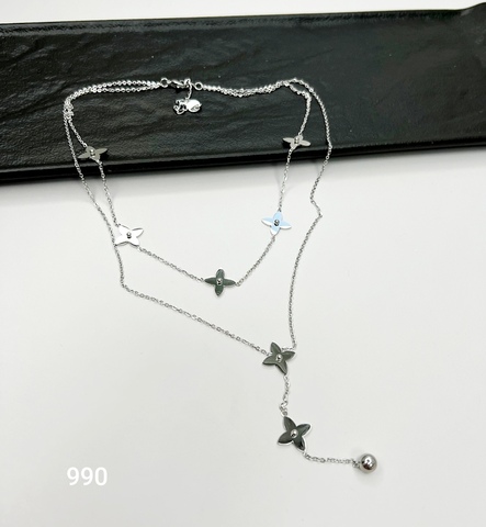 84132- Колье двухрядное длинное подвесками в стиле YSL