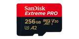 Карта памяти microSDXC 256GB SanDisk Class 10 UHS-I A2 C10 V30 U3 Extreme Pro (SD адаптер) 170MB/s вид спереди
