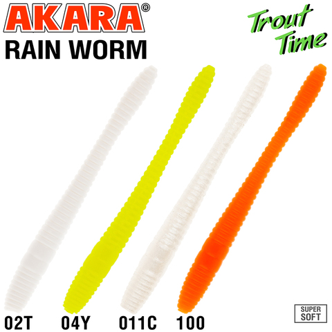 Силиконовая приманка Akara Trout Time Rain-Worm 2.5 64мм Cheese 011C (10 шт.)