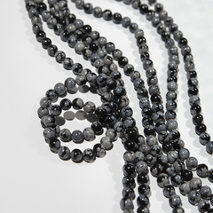 Снежный обсидиан натуральный, категория A, бусины в форме шара 6,8мм
