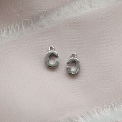 Буква C, родий, 8 мм, 1 шт, П755