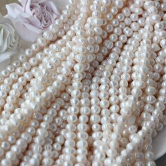 Жемчуг натуральный речной, круглый, 7-8 мм, 1 нить, Ж012
