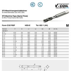 Метчик STI М 4,0х0,7 (Машинный, винт.) HSSE С/2-3P 60° 4h 58мм a=4,0 Volkel 03707