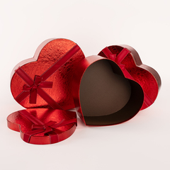 Коробка подарочная Сердце, Фактурный узор, с бантом, Красный, 28*25*11,7 см