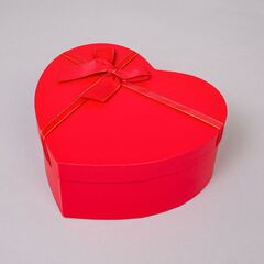 Коробка подарочная Сердце, с бантом, Красный, 16*14*6 см
