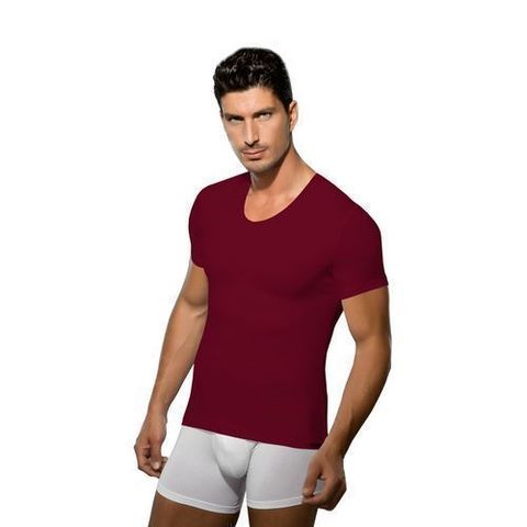 Мужская футболка с V-образным вырезом бордовая Doreanse 2855