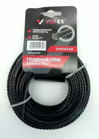 Леска для триммера (зубчатая) 3,0*15м VEBEX 214030