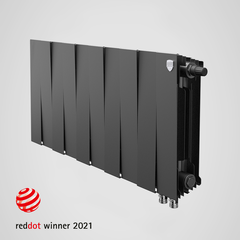 Биметаллический радиатор с правым нижним подключением Royal Thermo Pianoforte Noir Sable 300 VDR (черный) - 8 секций