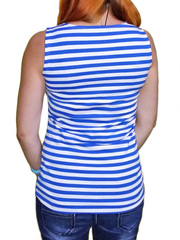 Купить майку с голубой полосой - Магазин тельняшек.ру 8-800-700-93-18Женская майка-тельняшка (голубая полоса) в Магазине тельняшек