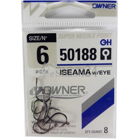 50188 № 6 Крючки OWNER Iseama W/ Eye-Bc/ продажа от 5 уп.