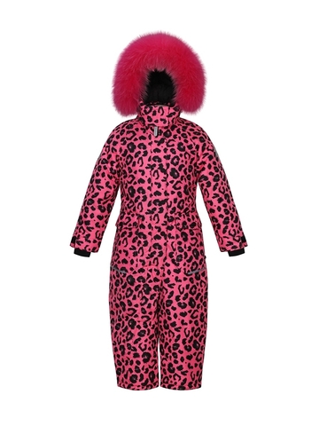 Зимний комбинезон с мехом "Розовый леопард" AMADEO