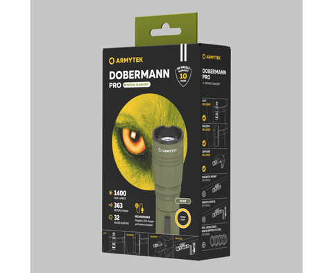Тактический фонарь Armytek Dobermann Pro Magnet USB Olive  (теплый свет) F07501WO
