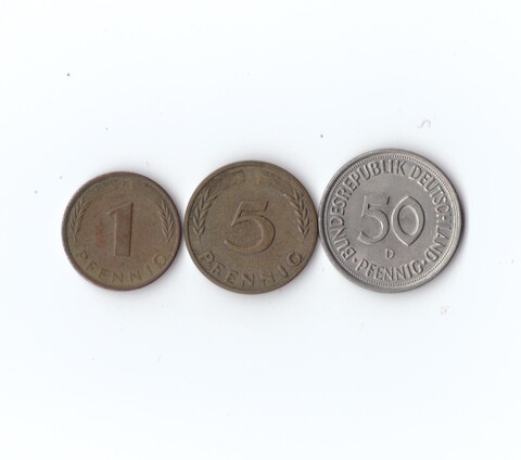 Набор монет. Германия. ФРГ. 3 шт. 50,5,1 пфенинг 1976,50,78 гг. XF