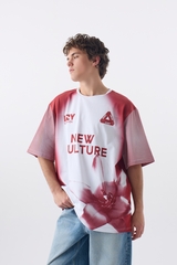 Футболка мужская Oversize с пич эффектом "Retro Sport" красный