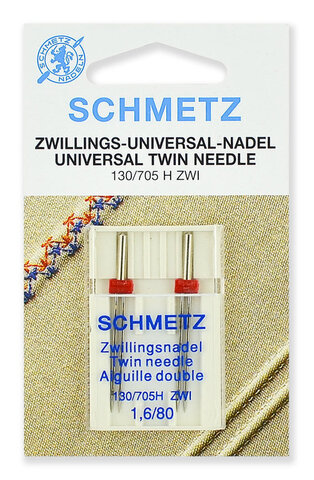 Иглы 24 Schmetz универсальные двойные 130/705H ZWI № 80/1.6
