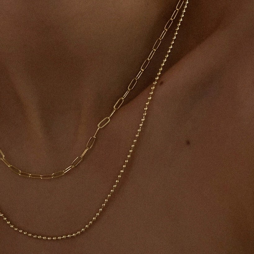 Колье Beaded Double Chain Charm Necklace – Gold
