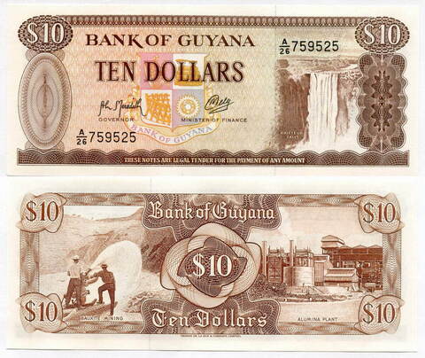 Банкнота Гайана 10 долларов 2009 год A/26 759525. UNC