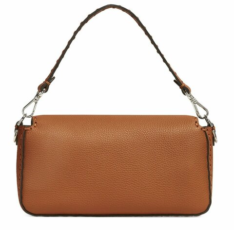 Сумка Fendi Baguette Selleria с крупной прострочкой коричневый