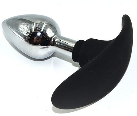 Серебристая пробка-елочка для ношения из нержавеющей стали с силиконовым ограничителем - 9,5 см. - Kanikule Kanikule anal plugs AP-AL044S