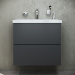 Тумба с раковиной подвесная, 60 см, 2 ящика, графит матовый AM.PM Gem - M90FHX06022GM