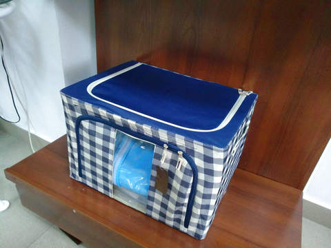 Средний каркасный короб для хранения одежды 50*40*33 см (синяя клетка)