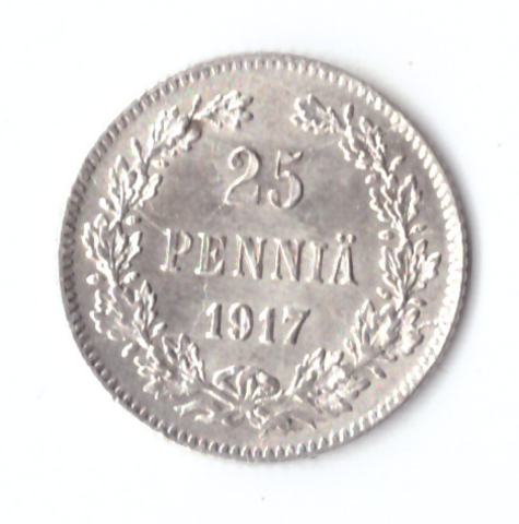 25 пенни 1917 S Россия для Финляндии XF (без короны)