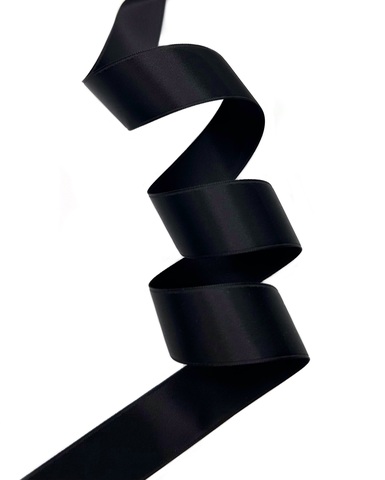 Атласная двусторонняя лента, цвет: чёрный , ширина: 25мм