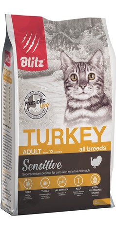 купить Blitz Adult Cats Turkey сухой корм для взрослых кошек с индейкой 2 кг акция