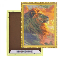 
          Алмазная мозаика Alingar, на подрамнике, с полным заполнением, (глянц) дизайн рамка, 30х40 см, 20 цветов, "Лев на закате"