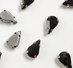 Стразы пришивные стекло в оправе, р. 13 мм, чёрный
