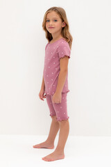 пижама  для девочки  К 1632/пепельная роза,мини листики