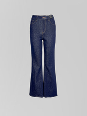 Джинсы Fashion 9769 однотонные клеш от колена со стрейчем