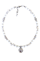 Чокер Белая Ночь с лунным камнем, жемчугом и агатом