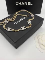 Колье чокер с логотипами CHANEL шампань