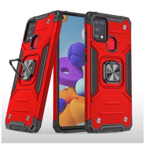 Противоударный чехол Strong Armour Case с кольцом для Samsung Galaxy M31 (Красный)