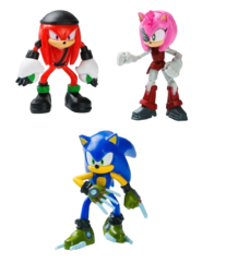 Набор фигурок Sonic Prime Sonic the Hedgehog Бунтарь (Наклз), Boscage Maze Sonic (Соник) и Расти Роуз (Эми) (Вид 1)