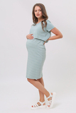 Платье для беременных и кормящих 09836 мятная полоска
