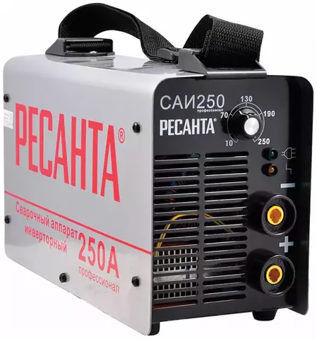 Сварочный аппарат инверторный САИ 250 РЕСАНТА, сварочный ток до 250 А, диаметр электрода до 6 мм