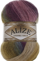 Пряжа ALIZE "Angora Gold Batik" 4341 зелень/розовый/фиолетовый