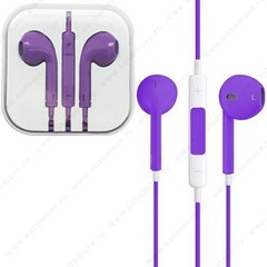 Наушники-ракушки EarPods для iPhone SE/ 5s/ 5C/ 5 проводные с регулировкой громкости фиолетовые