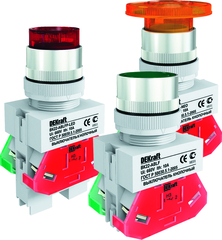 25068 Выключатель кнопочный ВК22-ABLFP-WHI-LED-24 DEKraft