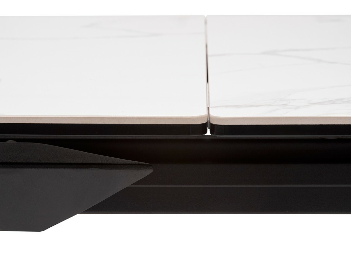 Стол CREMONA 140 HIGH GLOSS STATUARIO Белый мрамор глянцевый, керамика/ черный каркас, DISAUR