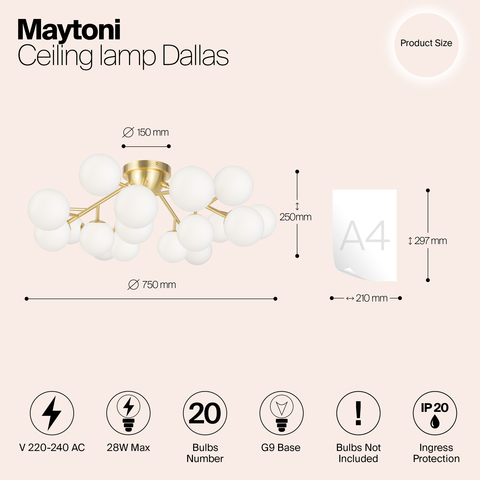 Потолочный светильник Maytoni Dallas MOD545CL-20BS