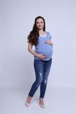 Футболка для беременных и кормящих 09615 серо-голубой
